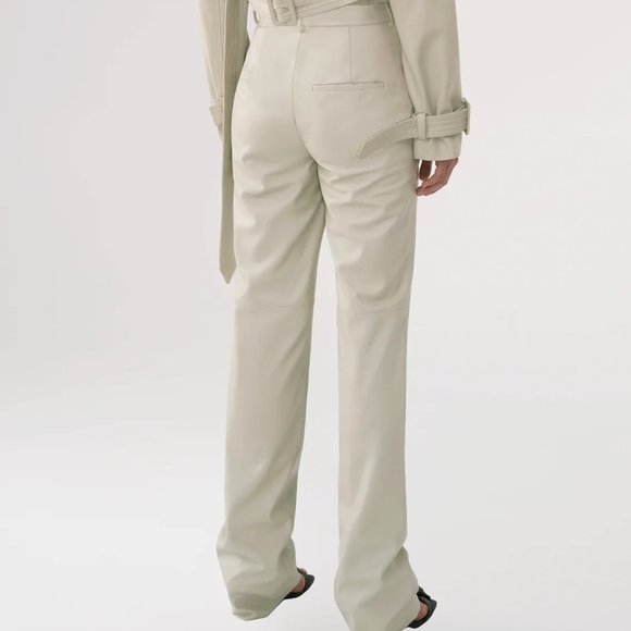 CREAM MATERIEL TBILISI ECO LEATHER SLIM FIT PANTS - Picture 2 of 5